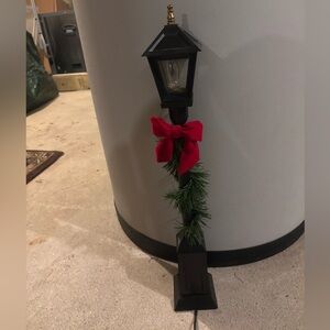 22” Black Lamp Posts (2))with Bow and Garland  Byers carolers collection